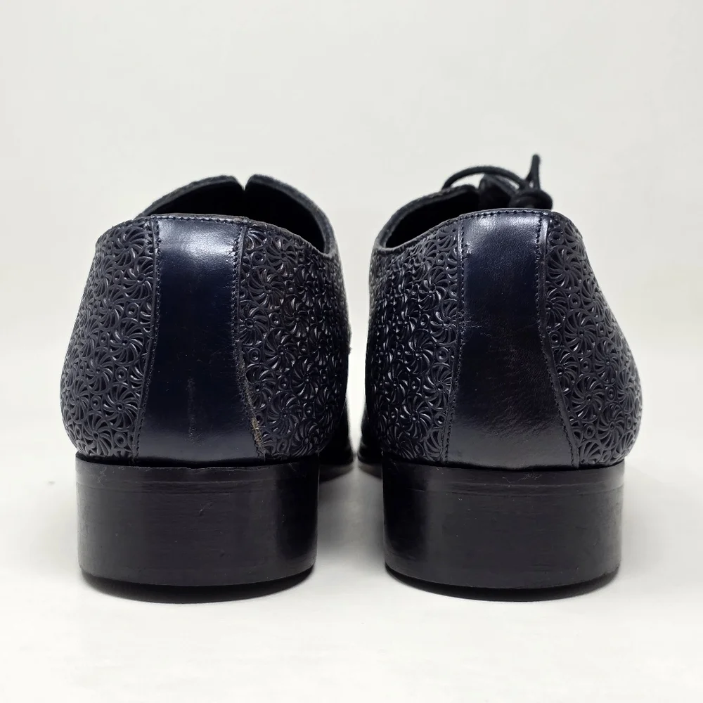 Gianni Fioretti Men's Navy Blue Leather Shoes Made In Italy Size 44 Pre-owned